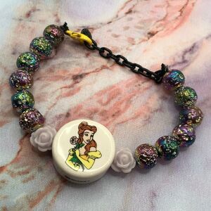 Repurposed Princess Belle Beauty and the Beast Floral Oil Slick Beaded Bracelet